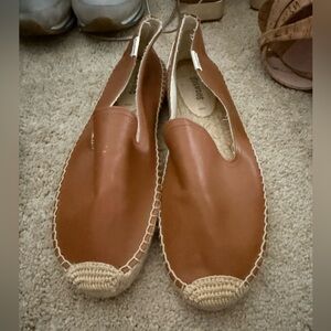 Soludos Tan Leather Espadrille Slip-Ons